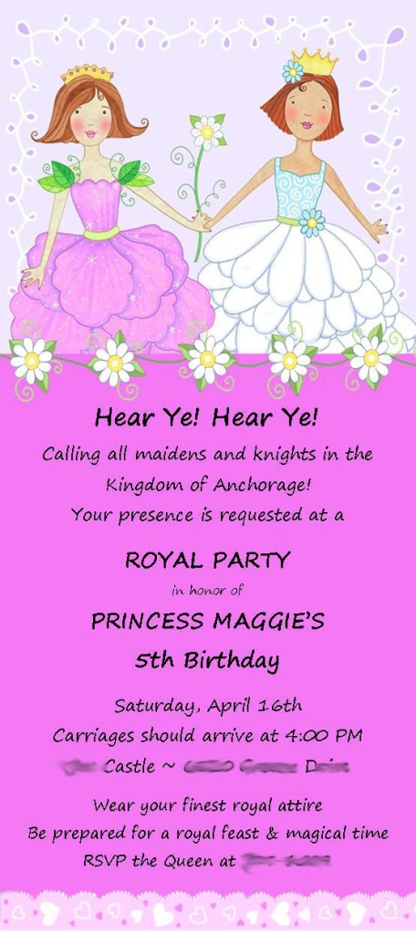 princess birthday invitation