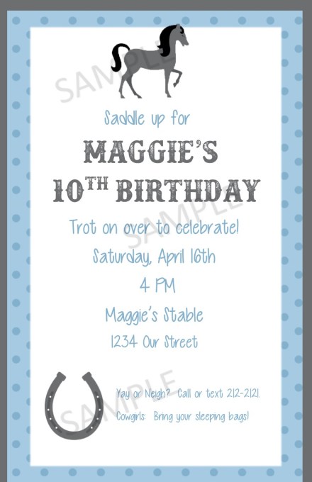 horse party invitation